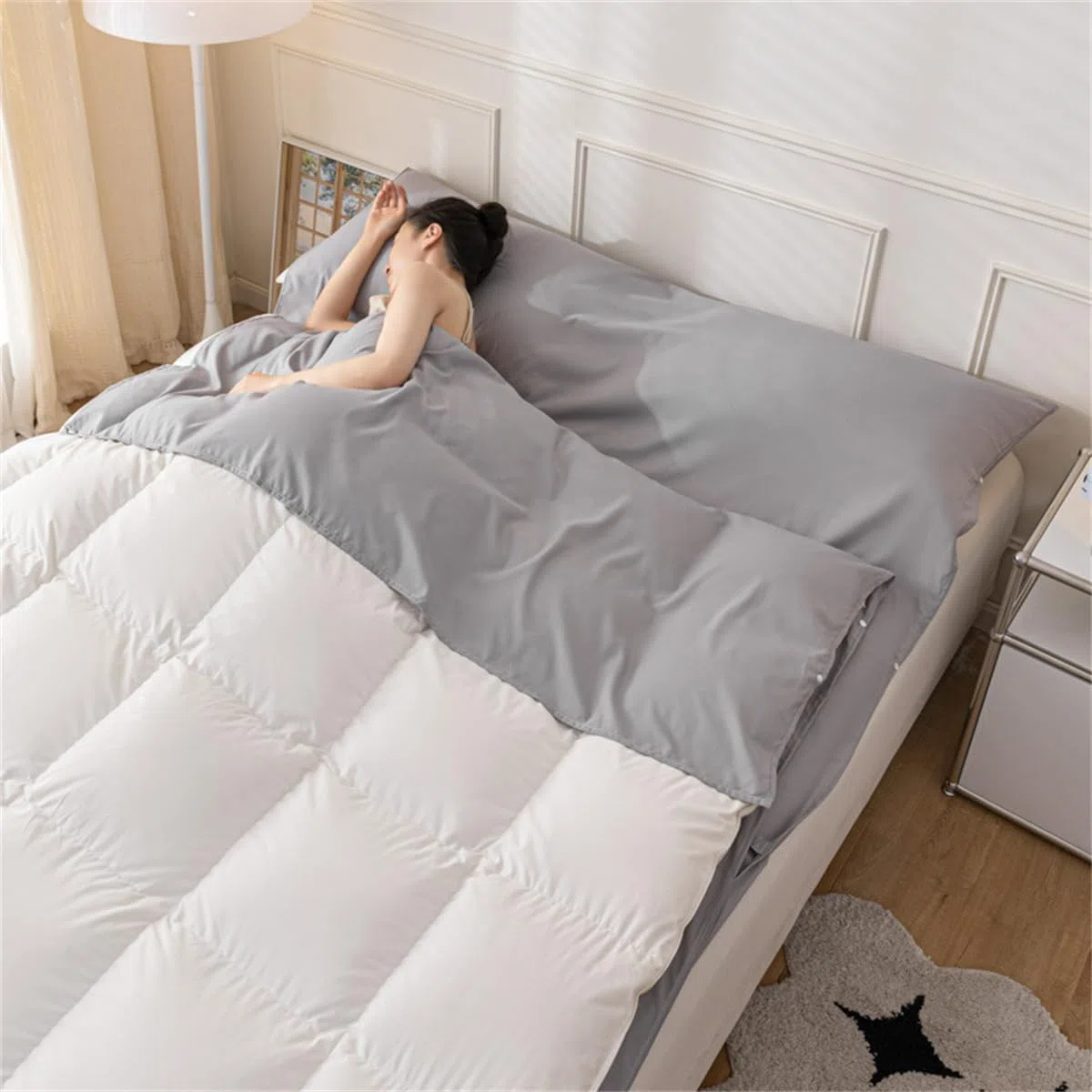 Sac De Couchage en Coton Drap De Couchage 1 2 Personnes Draps, avec Fente Couchage pour Oreiller pour Hôtel, Motel Et Voyage en Sac à Dos, Drap De Camping Léger