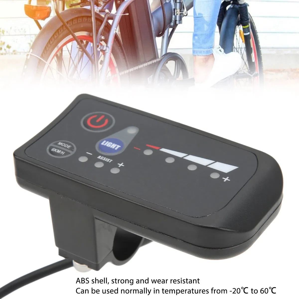 Fockety Panneau de contrôle, Interface 5 Broches étanche, Boîtier ABS, Ecran LED, Afficheur pour vélo électrique, Universel, Facile à Installer, Compteur de Vitesse pour vélo