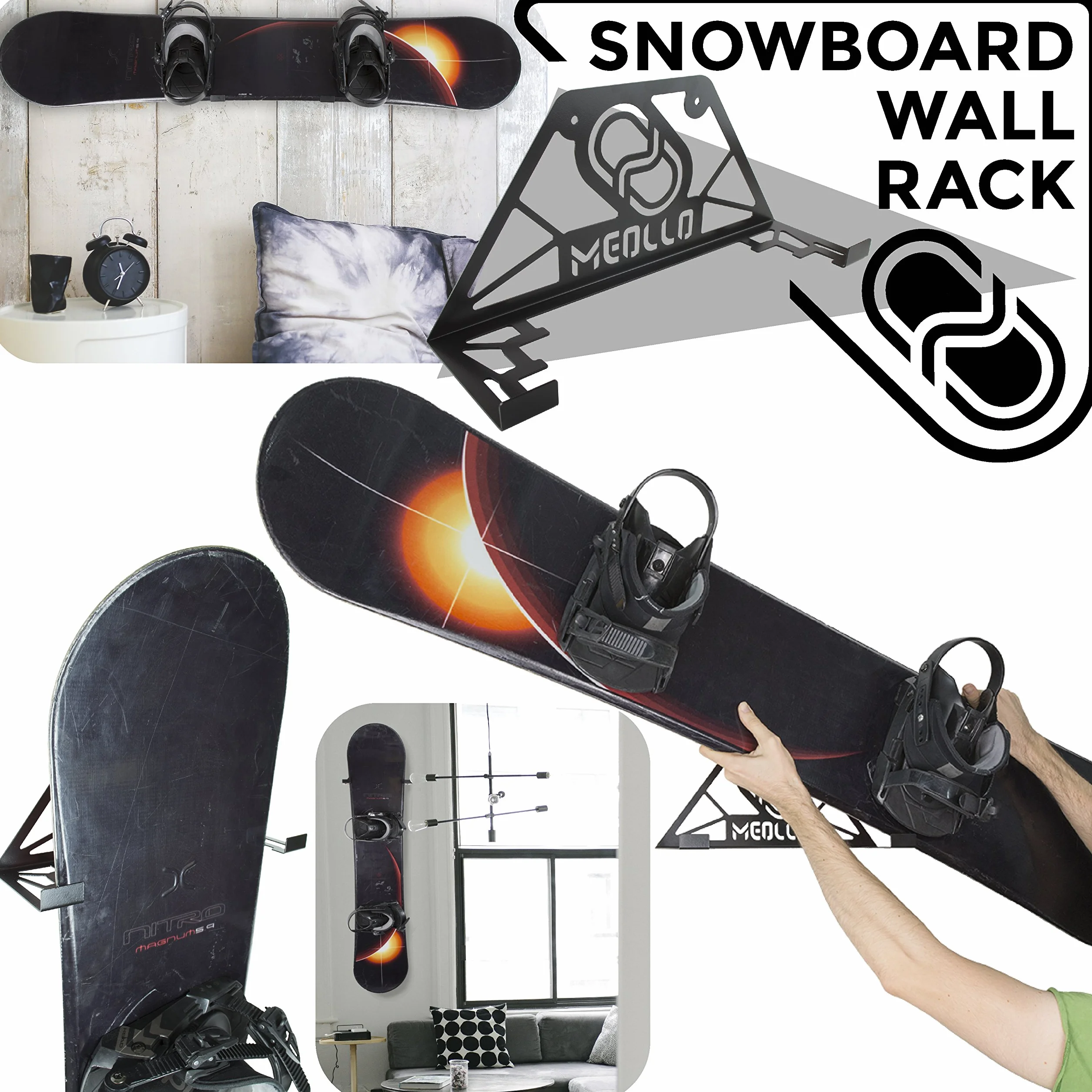 Support Mural Rangement pour Snowboard (100% Acier)