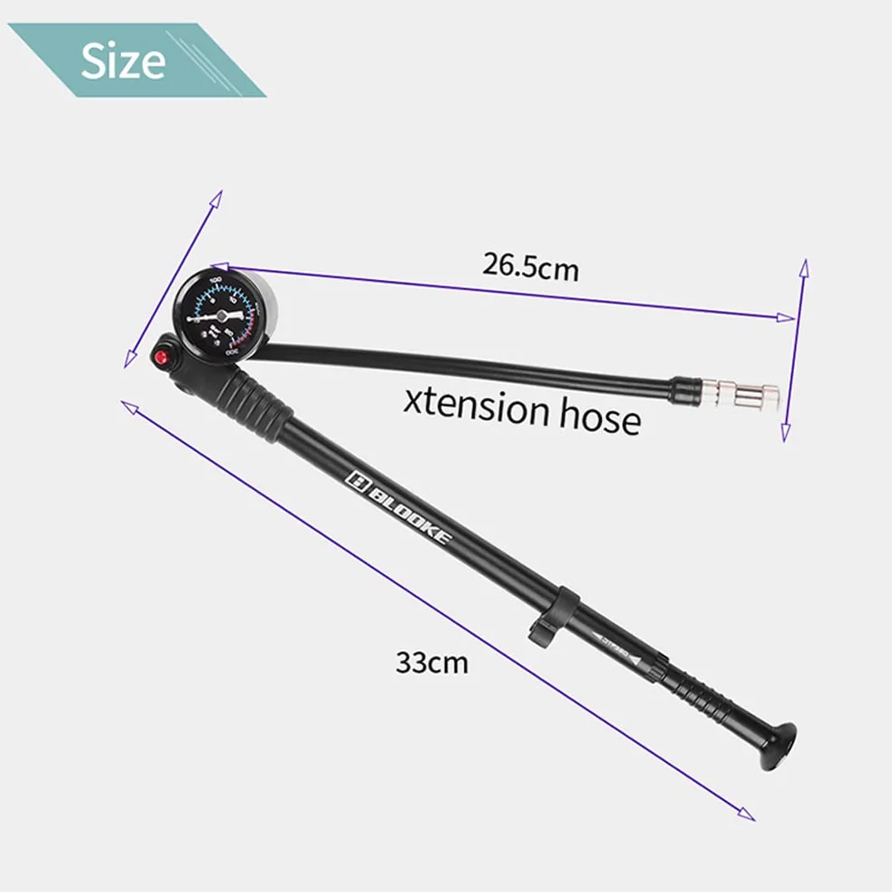 SPORTARC Pompe d'amortisseur de vélo pour VTT, vélo de route et moto - Haute pression 300 psi pour fourche avant et arrière et amortisseurs pneumatiques (noir)