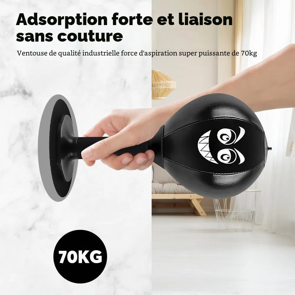 Table de punching ball de bureau avec ventouse - Sac de frappe résistant - Mini sac de frappe pour activité à la maison et au bureau pour soulager le stress