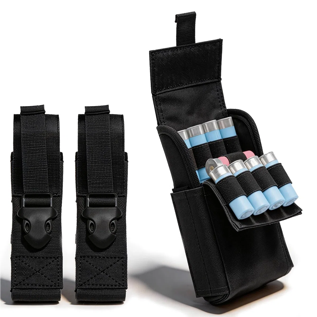 Pochette Tactique pour Cartouches de Fusil de Chasse Compatible Molle, Porte-Cartouches de 25 Cartouches avec 2 Sangles Multifonctions pour Lampe Torche Ou Outils