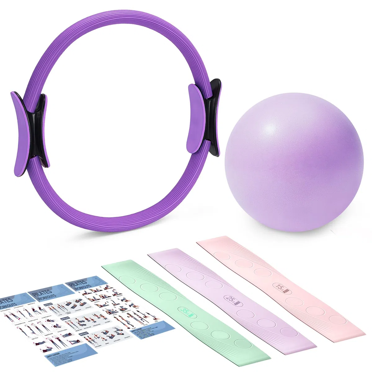 flintronic Kit Pilates, Ensemble D'anneaux de Pilate, Anneaux de Pilates, Balle de Yoga et Bandes de Résistance, Pilate-Accessoire Maison, pour Gym Maison, Musculation