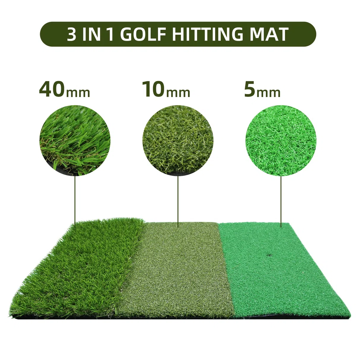 Scott Edward Golf Stroke Pad Rugged Lawn & Fairway Lawn Plusieurs Versions Tapis d'entraînement de Golf Portable Tapis d'entraînement intérieur et extérieur avec 3 Tee en Caoutchouc