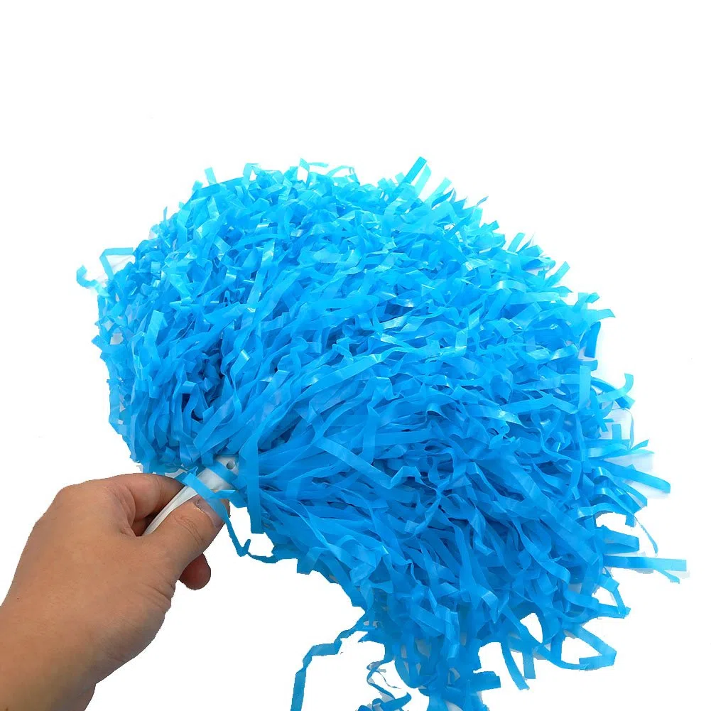Pom Poms Cheerleading – Lot de 6 pompons durables avec élastique, parfaits pour sports, fêtes et spectacles de danse (bleu)