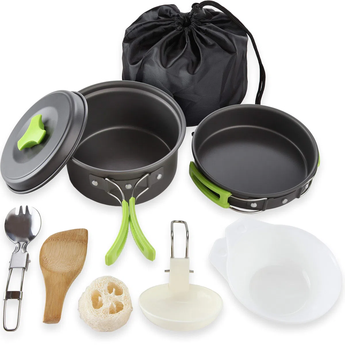 MalloMe Kit de Batterie de Cuisine de Camping pour Équipement de Sac à Dos - Kit de Cuisine de Camping - Réchaud de Camping Portable et Réchaud de Sac à Dos Compatible - Accessoires de Camping