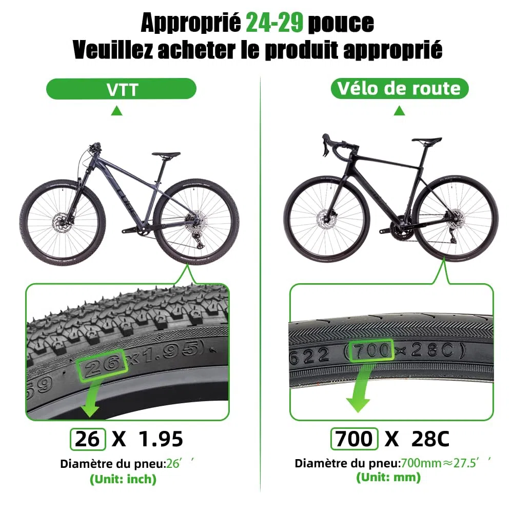 Béquille de vélo en alliage, réglable en hauteur pour vélo de montagne/vélo de route de 61 à 73,7 cm