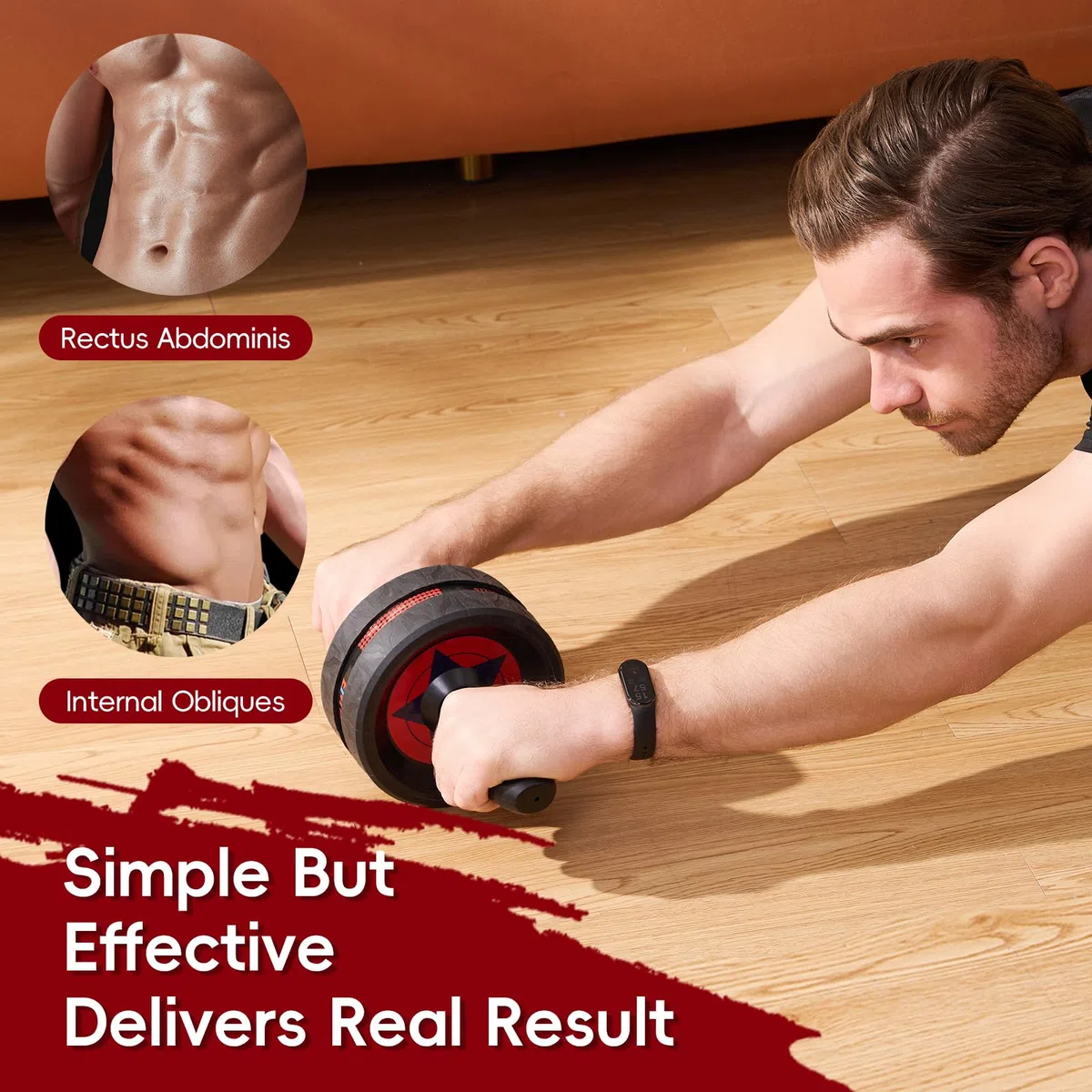 EnterSports Roue abdominale 6 en 1 avec bande de fitness, pompes, tapis pour genoux, appareils de fitness pour abdominaux - Idéal pour les hommes et les femmes à la maison
