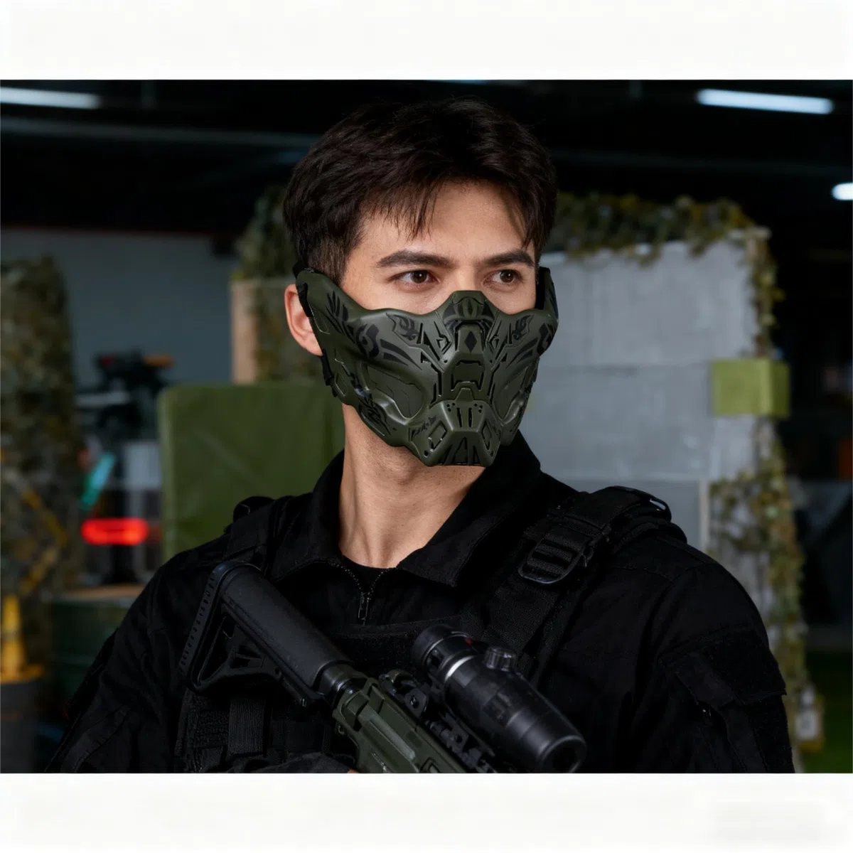 Airsoft Demi Visage Crâne Masques, pour Halloween Jeu De Rôles Paintball Jeu CS Tactique Equipement