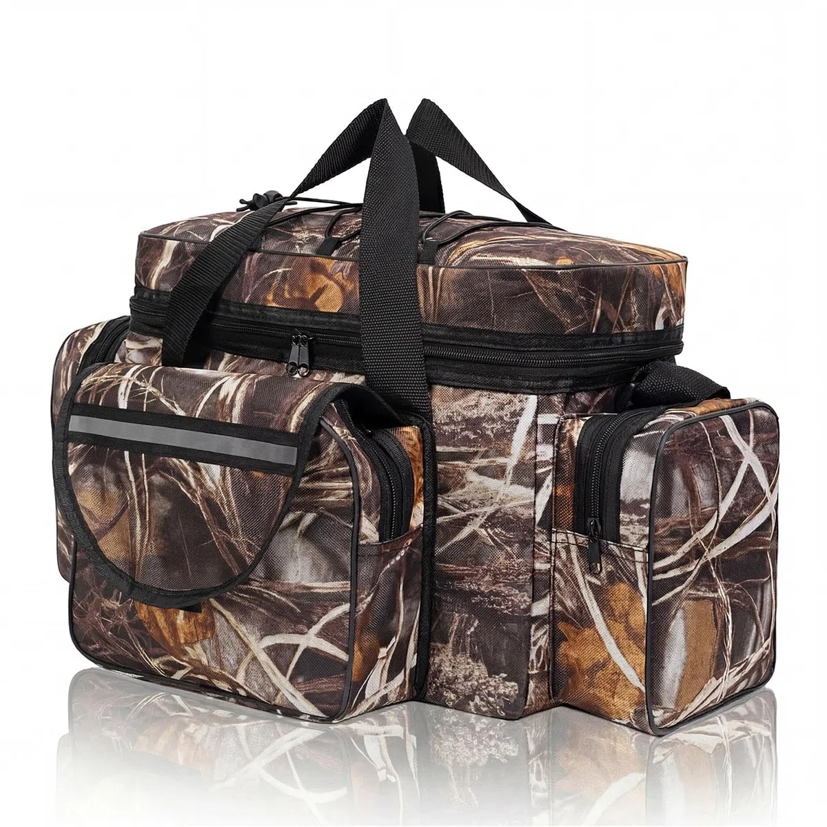 Sac de Peche Grande Capacite Stockage de Matériel de Pêche Sac de Rangement Tactique Multifonctionnel Sac à Bandoulière Fourre-Tout en Plein pour Pêche en Mer (Camouflage)