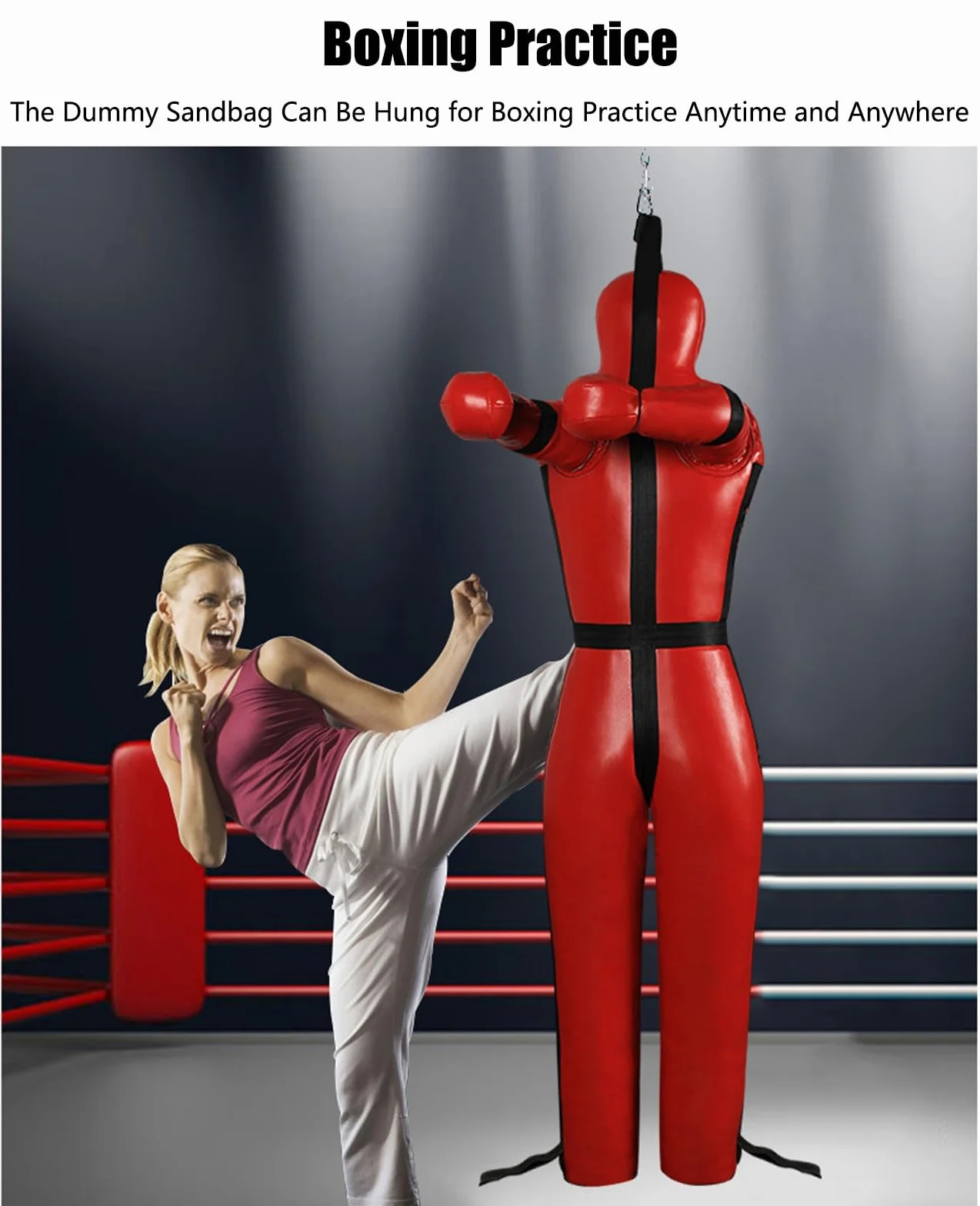 Suspendu Mannequin de lutte, Judo Grappling Sac de frappe, entraînement de frappe, MMA Position debout Dummy Lutte Arts Martiaux Boxe Karaté Entraînement, non rempli ( Color : B Black , Size : 185cm )