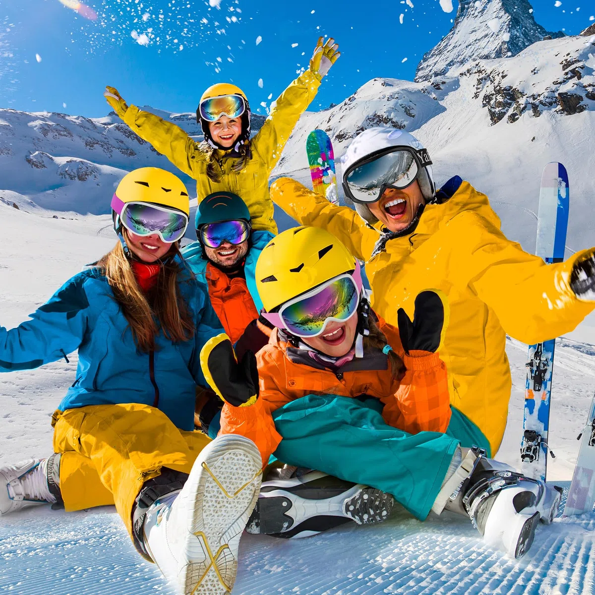 Yafaca Lunettes de Ski Anti-Buée Masque Protection UV400 Snowboard Compatible avec Casque OTG Sphérique Hommes Femme