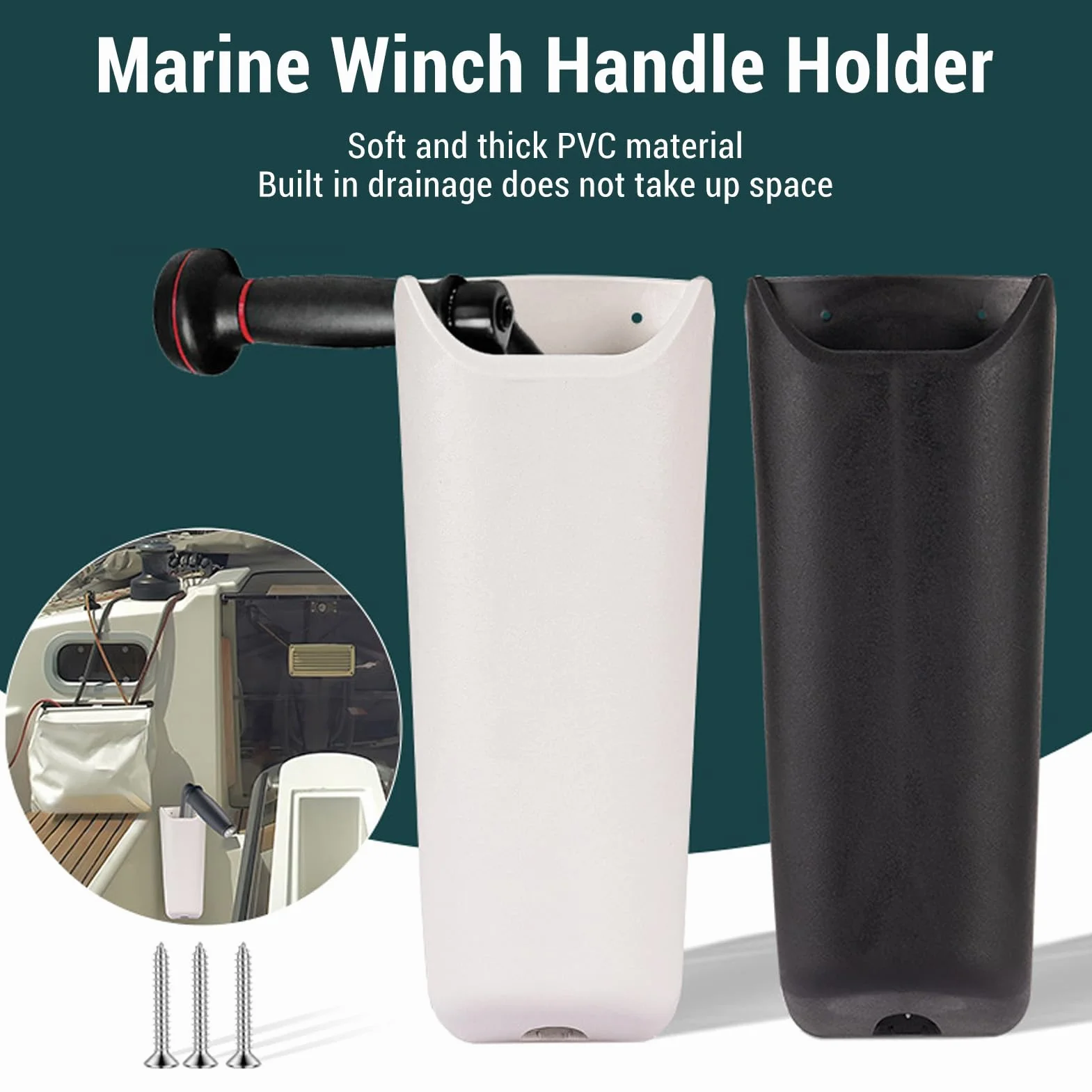 banapoy Support de manivelle de Winch en PVC pour voilier, Pochette de manivelle de Winch, Pochette de Rangement Auto-videuse pour Yachts et Bateaux
