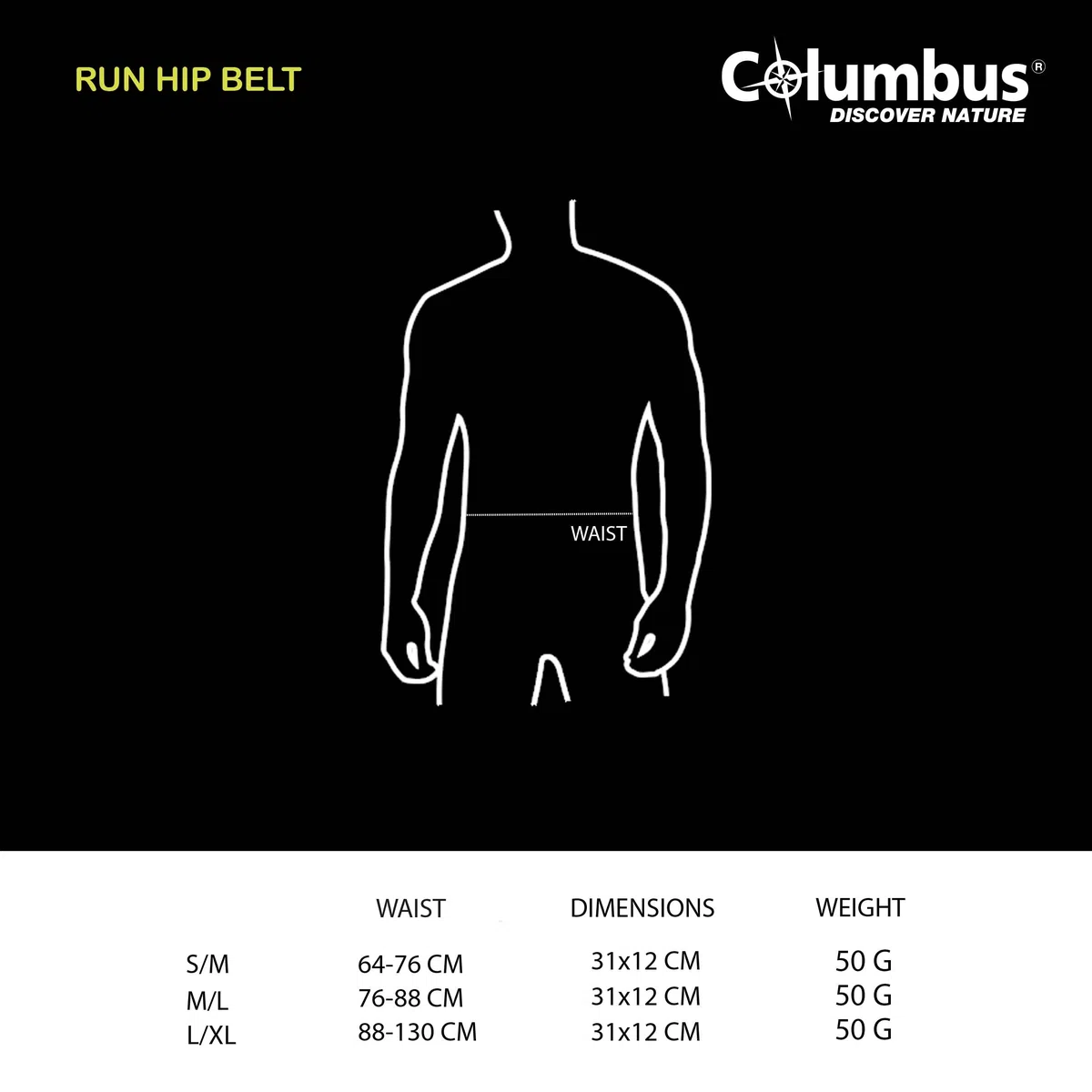 COLUMBUS Ceinture Hydratation Trail Ceinture d'hydratation S/M pour Femme ou Homme Sac Bannane Adulte Sac Rangement Ceinture Légère pour Running Sport Course Randonnée ou Voyage Run Hip Belt