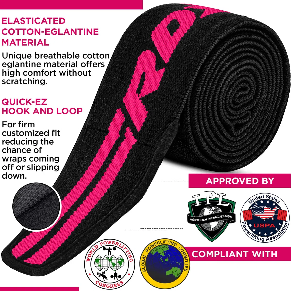 RDX Genouillère Bandage Musculation Fitness Protège Genou,Approuvé par IPL et USPA,Sangles de Genou pour Haltérophilie Entraînement, Powerlifting, Squats,Élastique Sport Knee Wraps