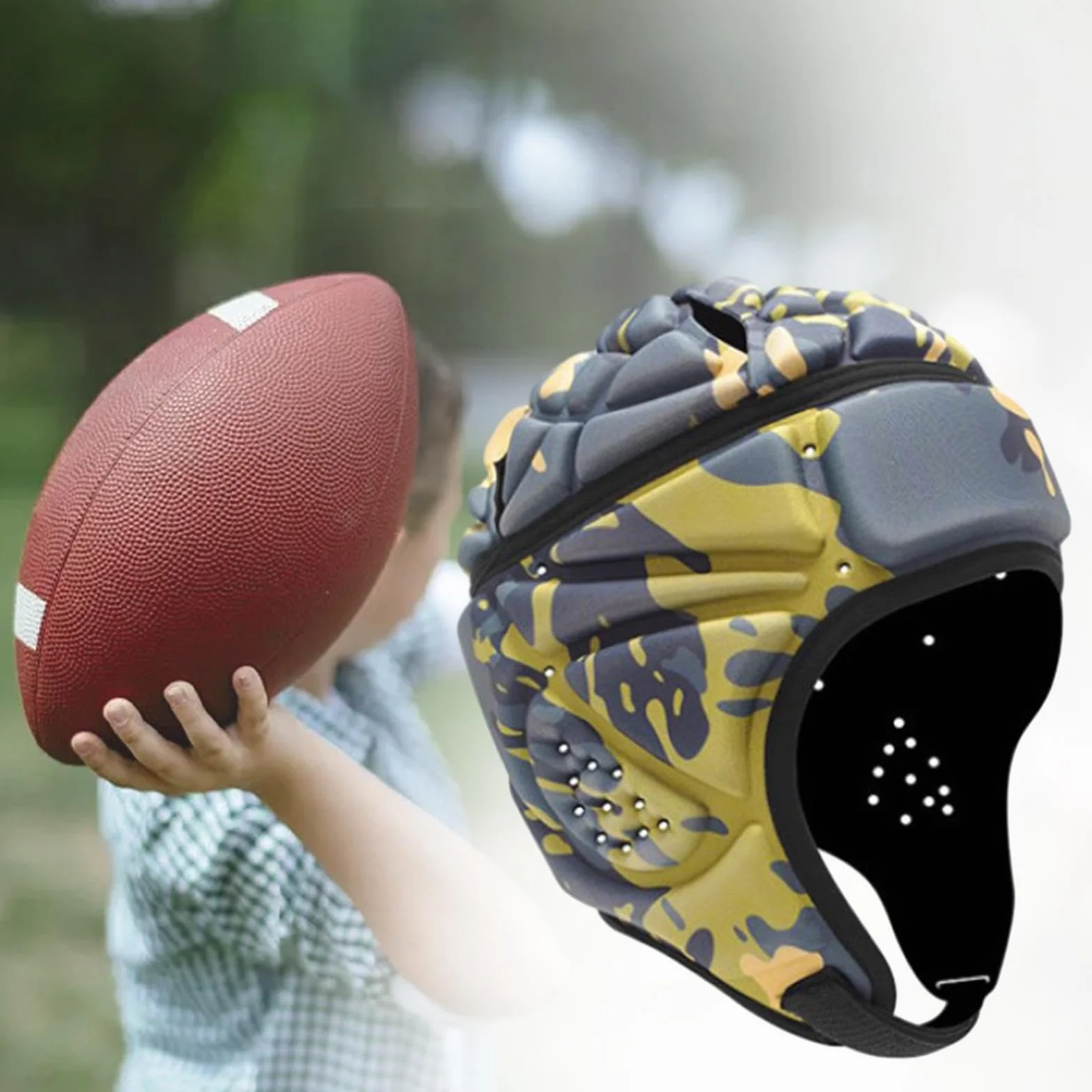 rockible Casque de Rugby, Casque de Football, pour Femmes et Hommes, protège-tête pour Drapeau de Football en Plein air