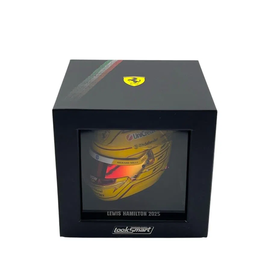 Spark Model Scuderia F1 Team, Official LookSmart, Mini casque Lewis Hamilton édition spéciale Fiorano Test à l'échelle 1/5, jaune