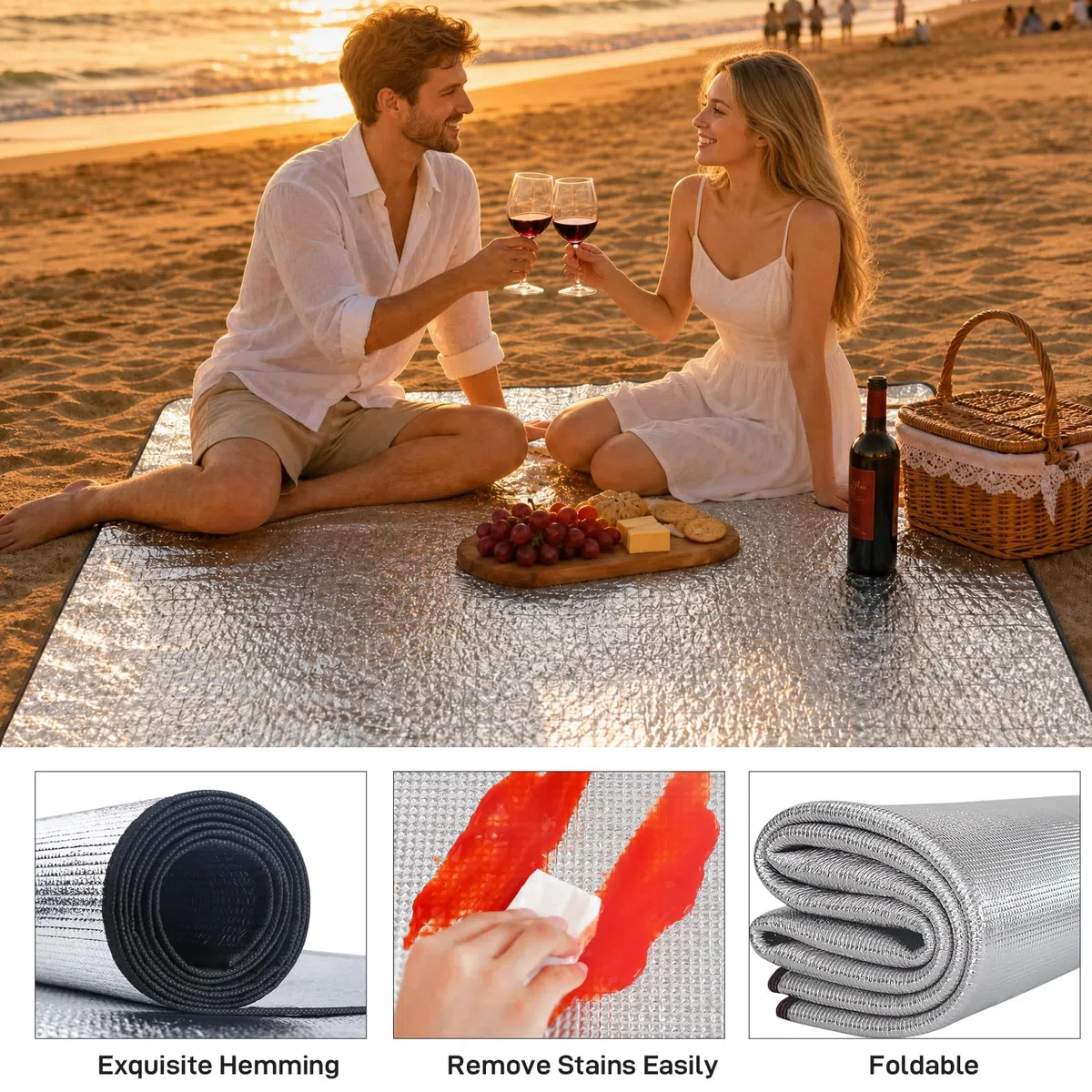 Tapis isolant en aluminium - Tapis de couchage pour camping - Tapis thermique pliable - Tapis de sol pour camping