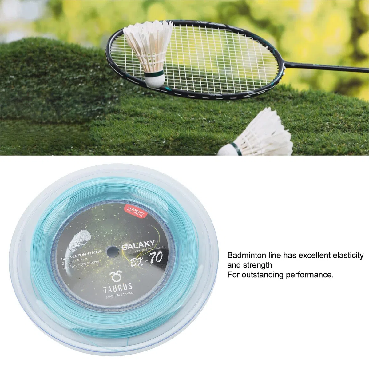 Buachois Corde de Raquette de Badminton, 200M Corde de Badminton élastique de 0,7mm de Durabilité Ligne de Badminton pour Raquettes de Badminton Volants