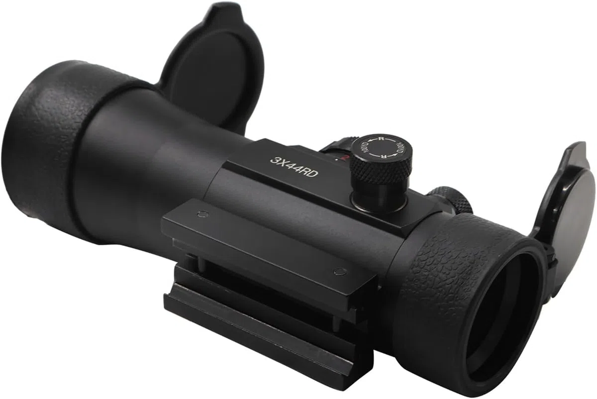 Lunette Point Rouge 3x44, monoculaire d'extérieur entièrement en métal, réglable manuellement, avec Couvercle Rabattable, Accessoires pour Fusil de Chasse Slingshot
