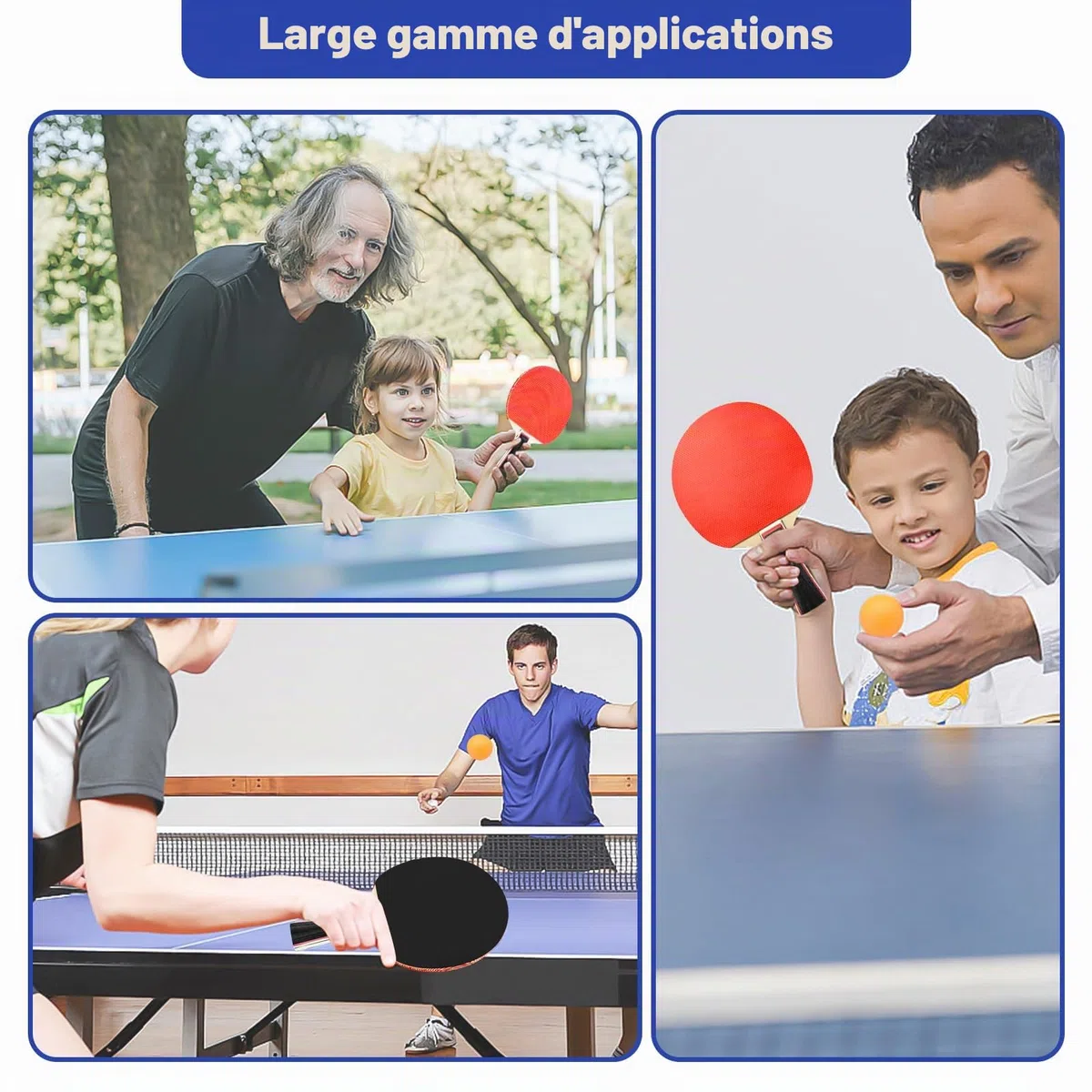 Xpieoyrm Ensemble Pong de Table Portable, Set de 2 Raquettes de Ping-Pong, 4 Raquette de Tennis de Table, 8 Balles et Sac de Transport, Ping Pong Kit pour Adultes Enfants, pour Loisir,Entraînement