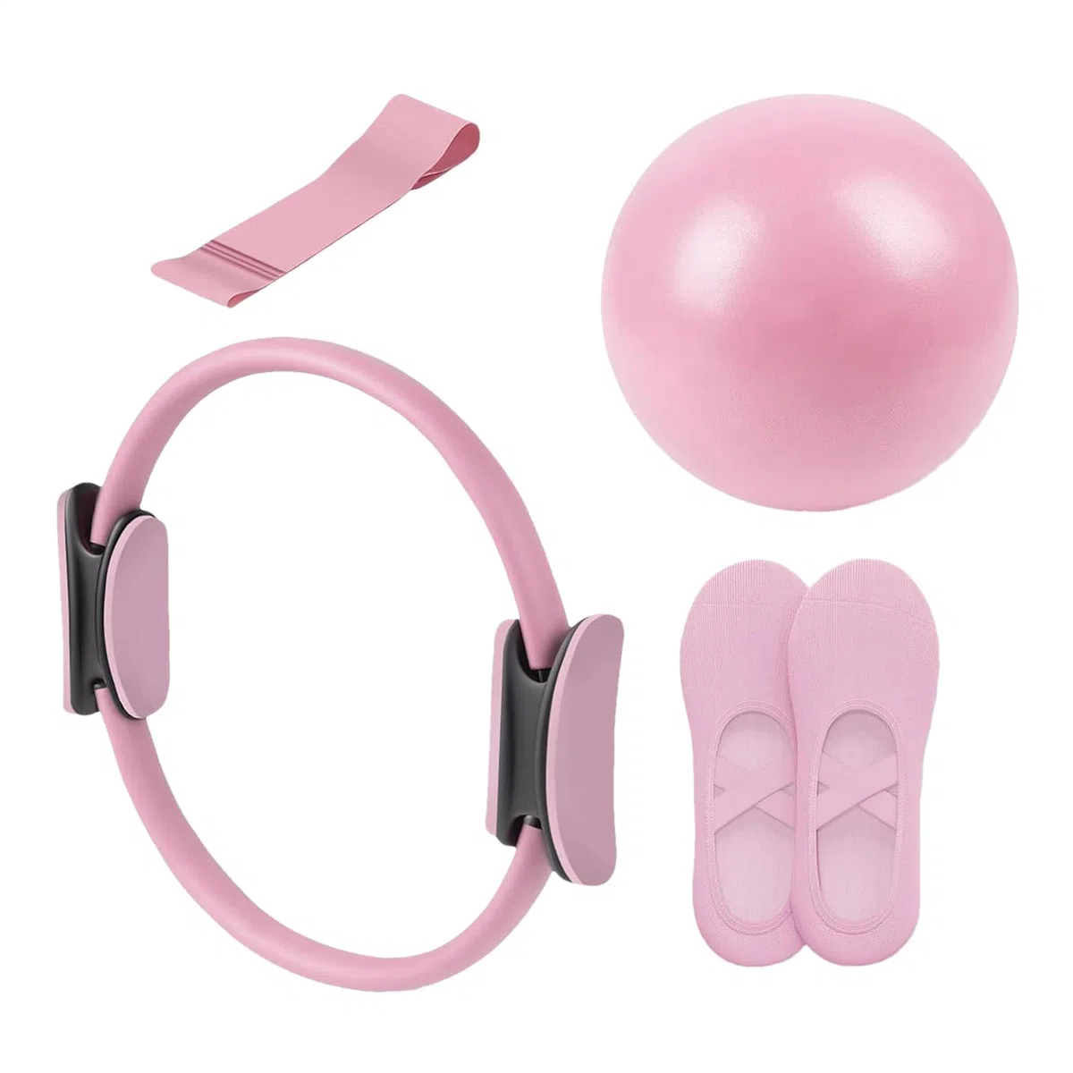 Kit Pilates Essentials, Ensemble de Yoga 5 pièces pour Femmes, Pilates à Domicile, Comprend Un Ballon de Pilates, Un Anneau de Yoga Magic et des Bandes de résistance