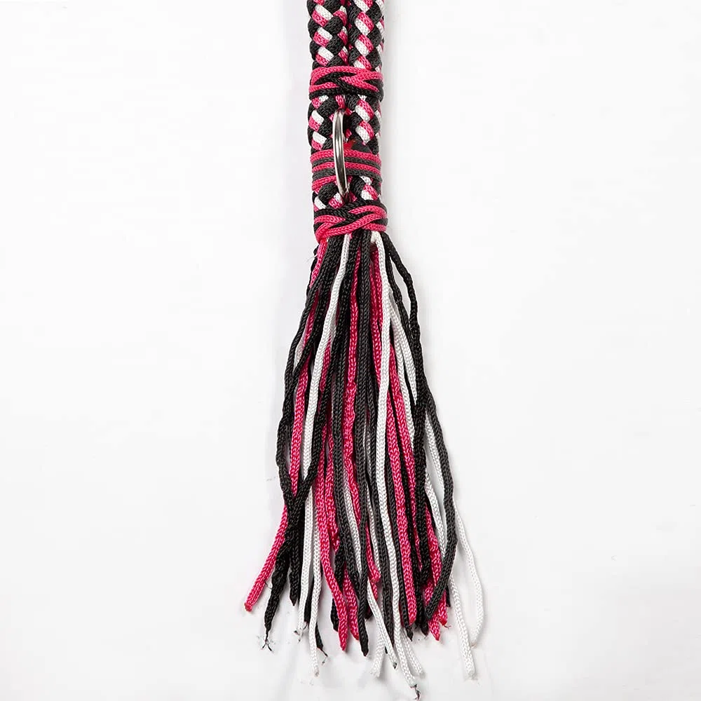 PFIFF 102932 Collier de Cheval Rond Tressé Réglable Noir/Rose