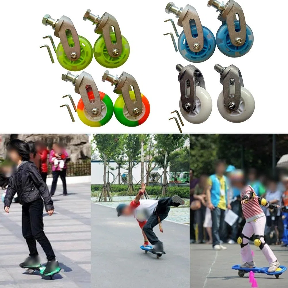 Waveboard Roulettes de rechange 80 mm avec support en alliage d'aluminium pour skateboard performance et stabilité (bleu)