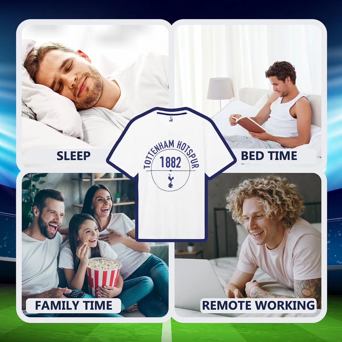 Tottenham Hotspur F.C. Pyjamas for Men Set Short PJs Lounge Set Sleepwear Breathable Nightwear Spurs Football Gifts for Men