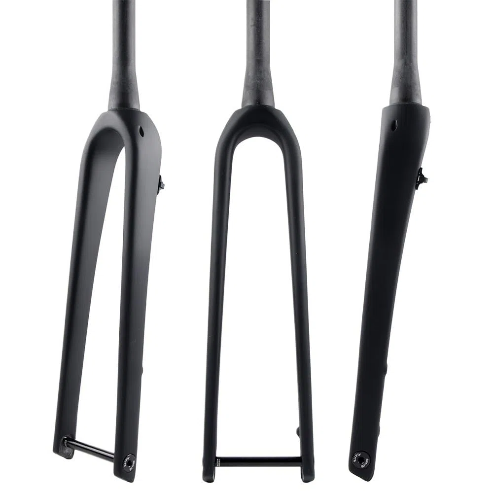 Fourche VTT Vélo de Route Gravel 700C entièrement en Fibre Carbone Cyclocross Frein à Disque Plat avec Fourche Avant axe traversant Dur Droit Conique
