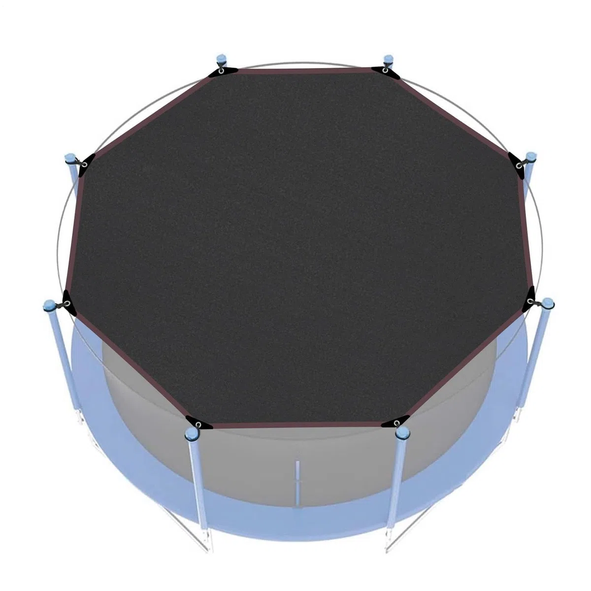 Protection solaire de trampoline UPF 50+ pour 6/8 barres, imperméable, coupe-vent, accessoire de trampoline d'extérieur pour enfants (6 barres, 305 cm)