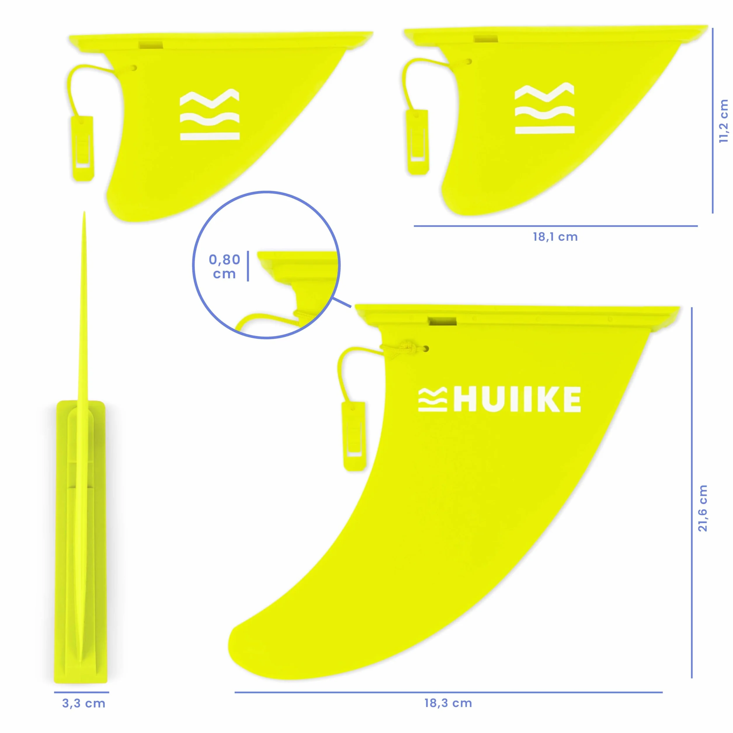 HUIIKE Aileron Paddle Gonflable Pack de 3 Detáchable Aileron pour Paddle Aérodynamique avec Verrouillage de Sécurité, Accessoires Planche Gonflable | Paddleboard Sun Fin Installation sans Outil