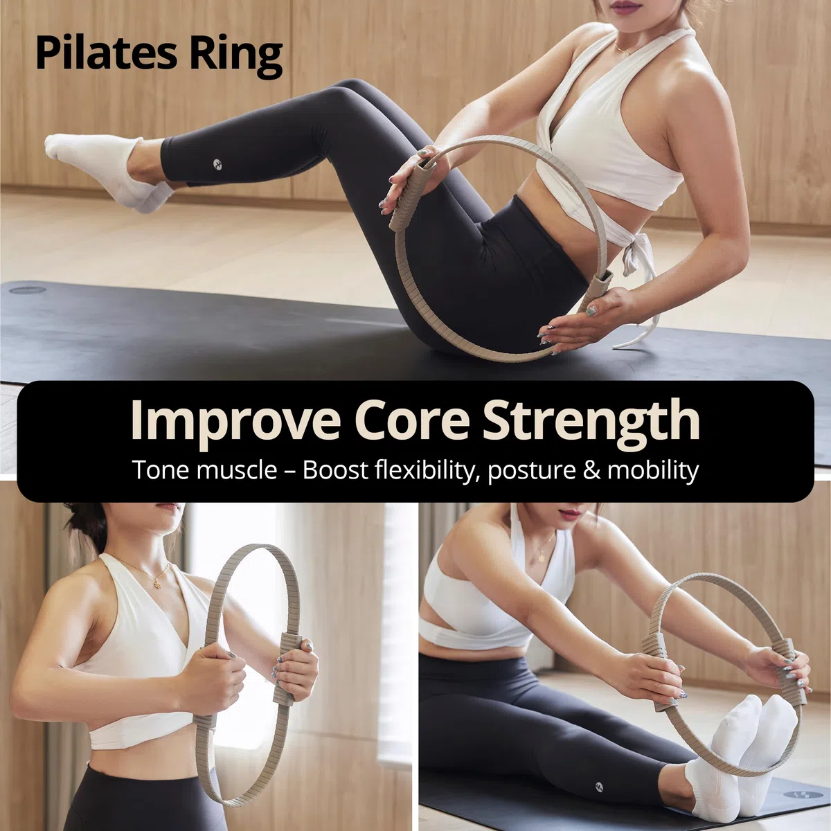 Build & Fitness Anneau de Pilates Cercle Magique de 34,3 cm pour tonifier Les Cuisses, Le Tronc et Les Bras – Léger et Durable, en Silicone et Fibre de Verre. Entraînements en Salle et en Voyage