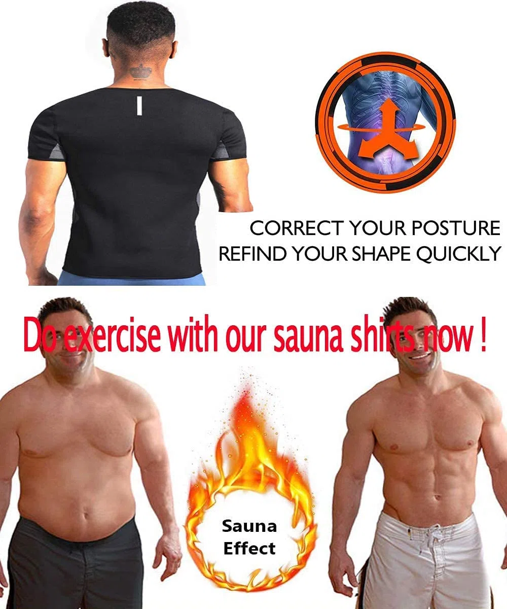 LAZAWG Gilet de Sudation pour Homme T-Shirt Débardeur Fitness–Vêtement de Sudation Manches Courtes pour Short de Sudation Homme Sport Fitness