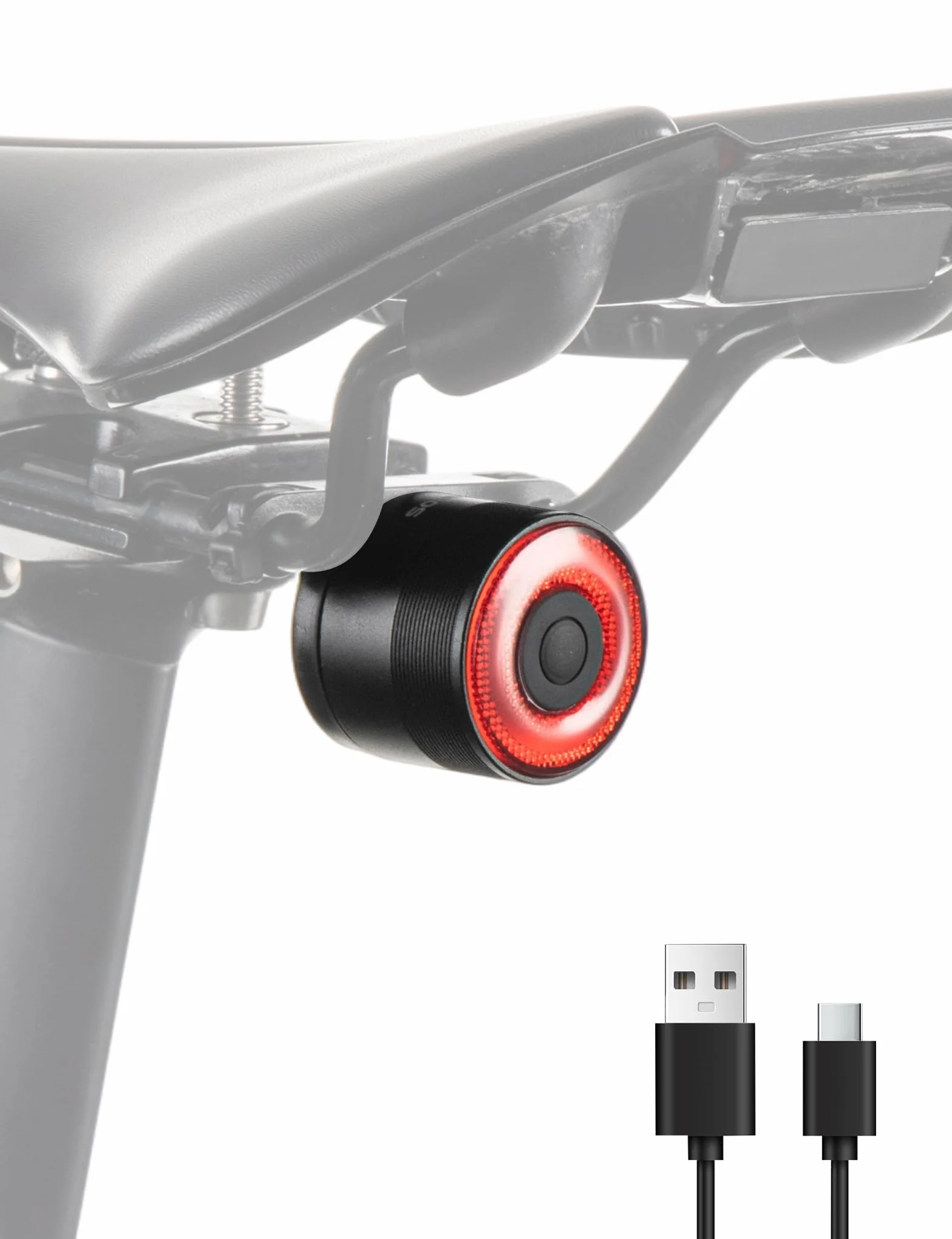 ROCKBROS Feu Arrière Vélo Intelligent avec Capteur de Freinage, RGB LED 4 Modes, Éclairage Arrière USB-C Rechargeable IPX6 Allumage Auto pour Route et VTT