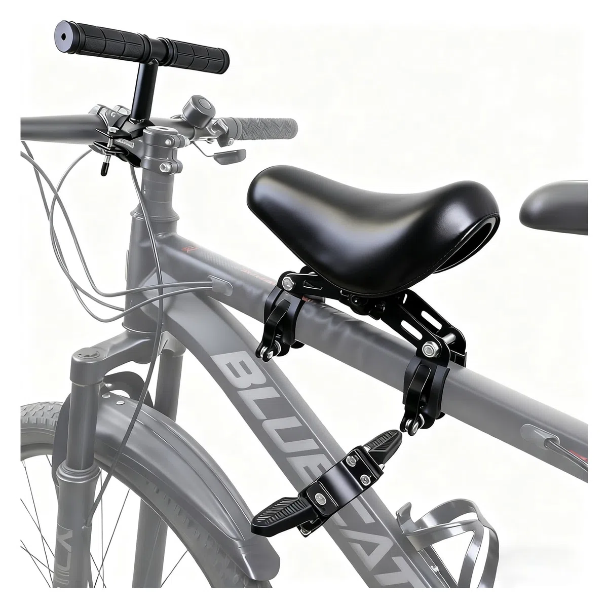 Siege Velo Enfant Avant, Siège Vélo Enfant avec Accoudoirs et Repose-Pieds, Siège Bébé Avant pour VTT, Vélos de Ville et Vélos Pliants