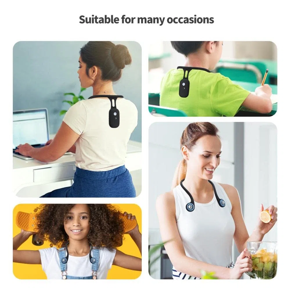 Chrees Correcteur de Posture en Silicone, Correcteur de Posture Intelligent, Entraîneur de Cou Suspendu, Rechargeable, Silicone, Attelle Dorsale, Alerte de Vibration pour