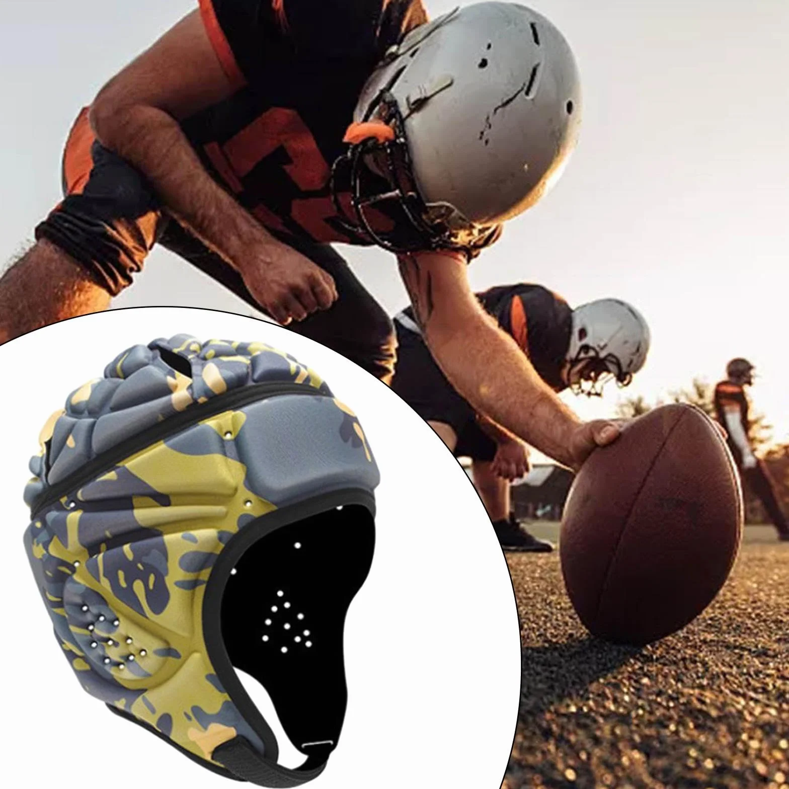 rockible Casque de Rugby, Casque de Football, pour Femmes et Hommes, protège-tête pour Drapeau de Football en Plein air