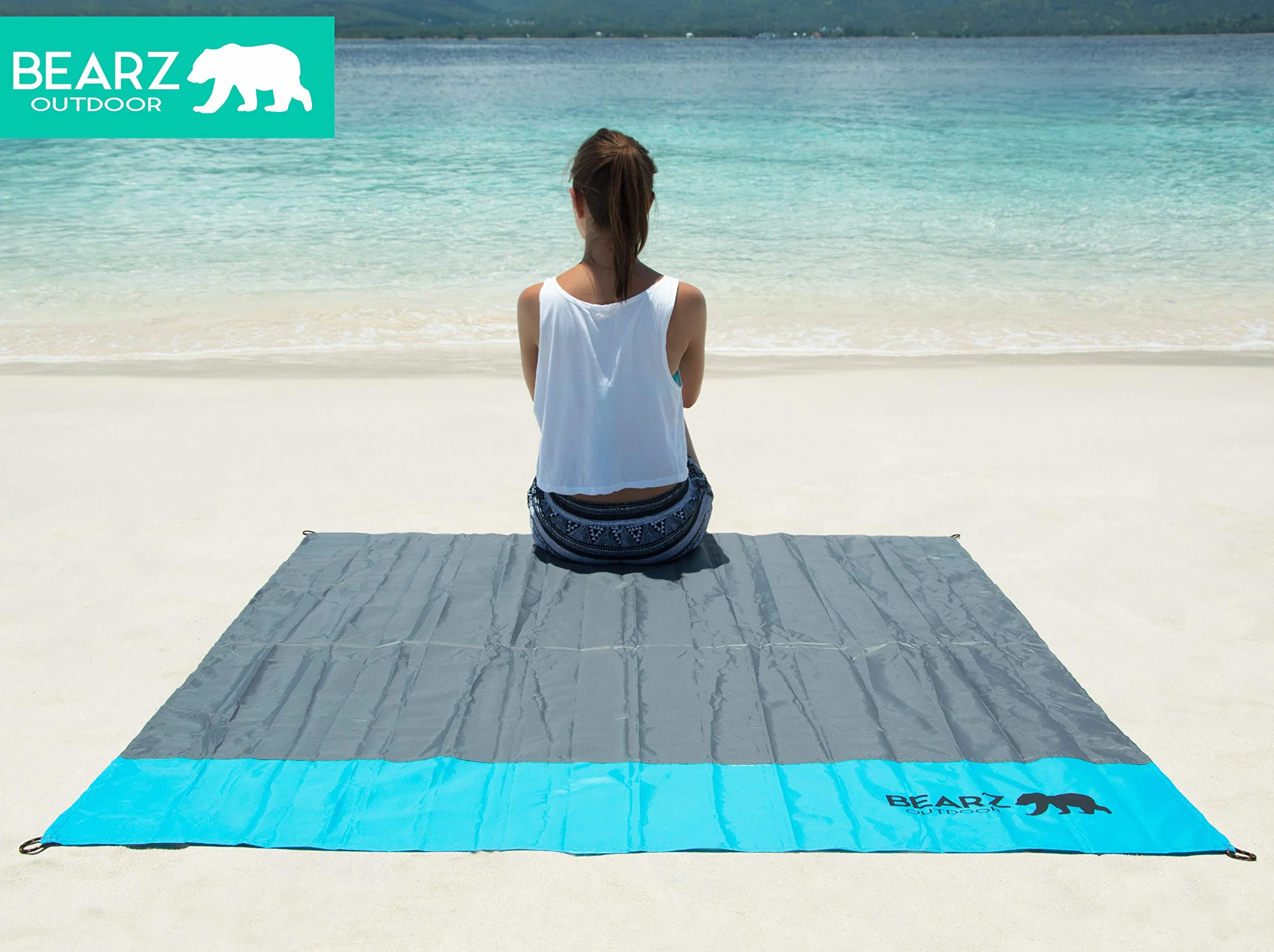 Couverture de pique-nique compacte – Couverture imperméable pour excursions, camping léger, bâche de pluie, équipement de festival de musique, tapis pour randonnée, sport et plage (bleu)