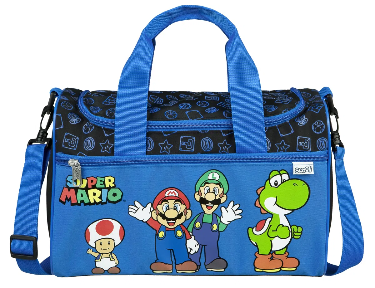 Scooli - Sac de Sport Super Mario pour Enfants - 23 x 35 x 16 cm - Compartiment Principal spacieux - bandoulière réglable - Accessoires pour l'école - Sac à bandoulière