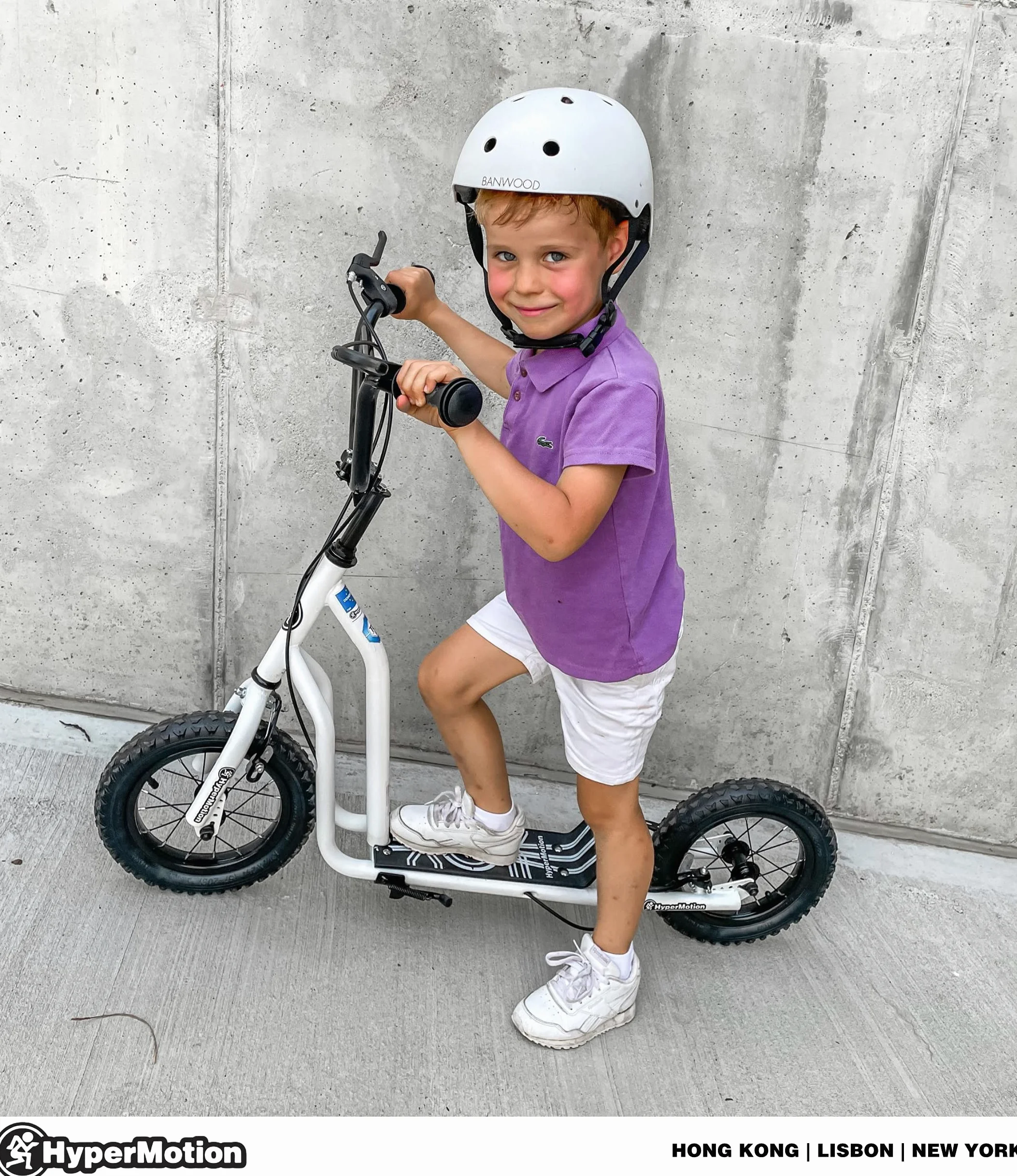 HyperMotion Trottinette Viva 12 pour Enfants et Adolescents Jusqu'à 50 KG Cadre Acier Massif 2 Freins Hauteur Réglable 78 à 85 CM Roues gonflables 30 CM - Blanche