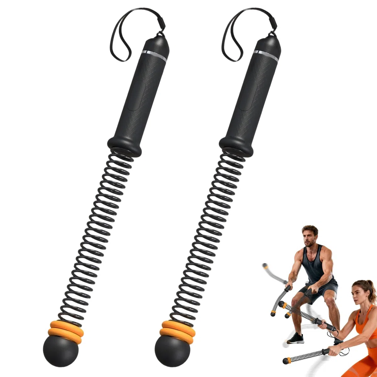 2 Pièces Corde Musculation, Corde, Battle Rope, sans Cordon, Résistance Ajustable Équipement Fitness, pour Entraînement à Domicile, Salle de Sport, Cardio, HIIT