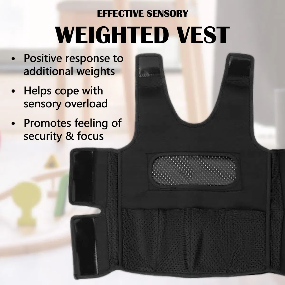 Gilet Lesté pour Enfants, Gilet de Compression Gilet Lesté de Sécurité pour Enfants Souffrant de Surcharge Sensorielle ABR Autisme TDAH SPD SI Veste Lestée 1,3kg Poids Amovible, Bleu