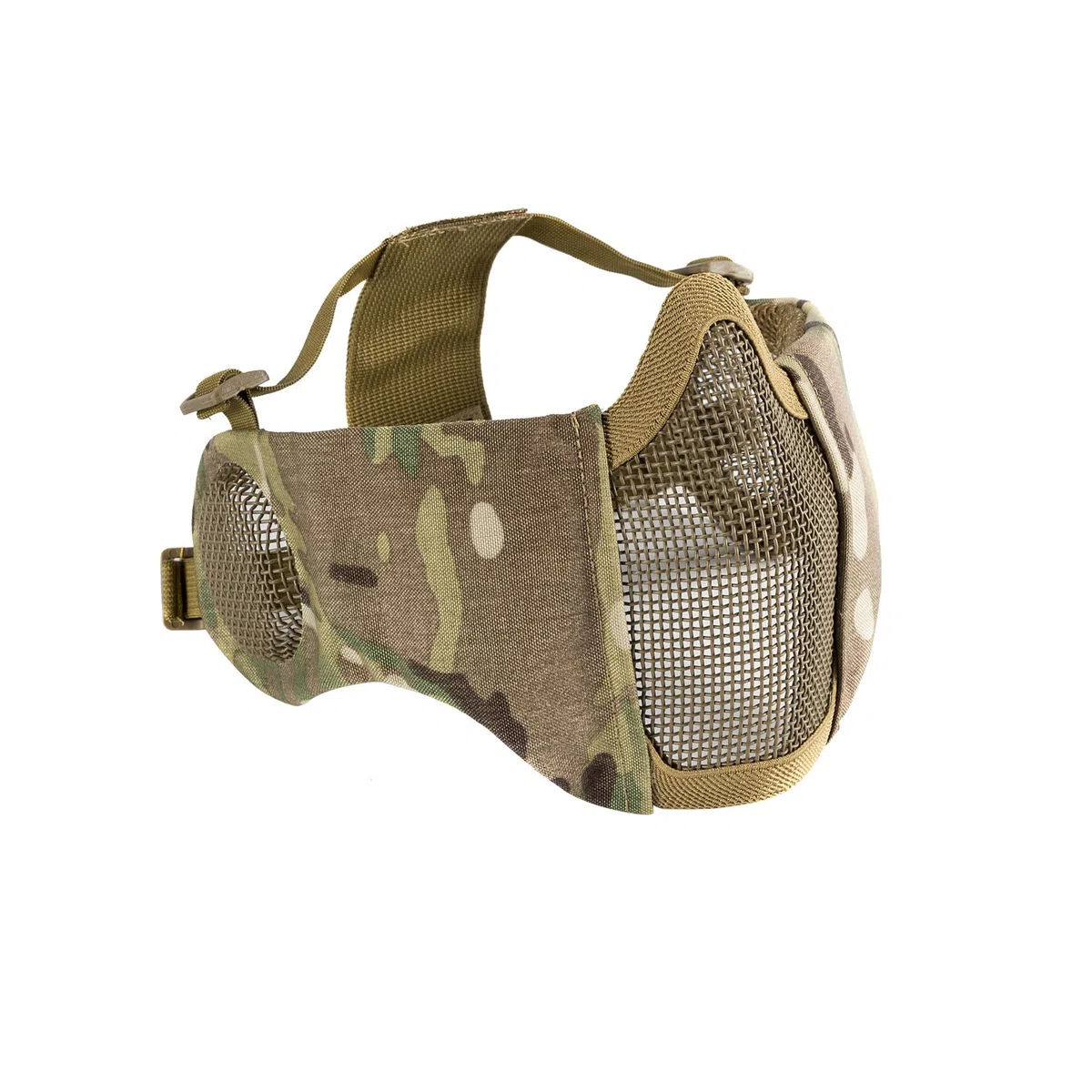 OneTigris Masque De Protection Visage Moitié en Maille d'acier avec Les Sangles Réglables pour Airsoft Paintball CS (Version Améliorée avec Système de Protection pour Oreilles