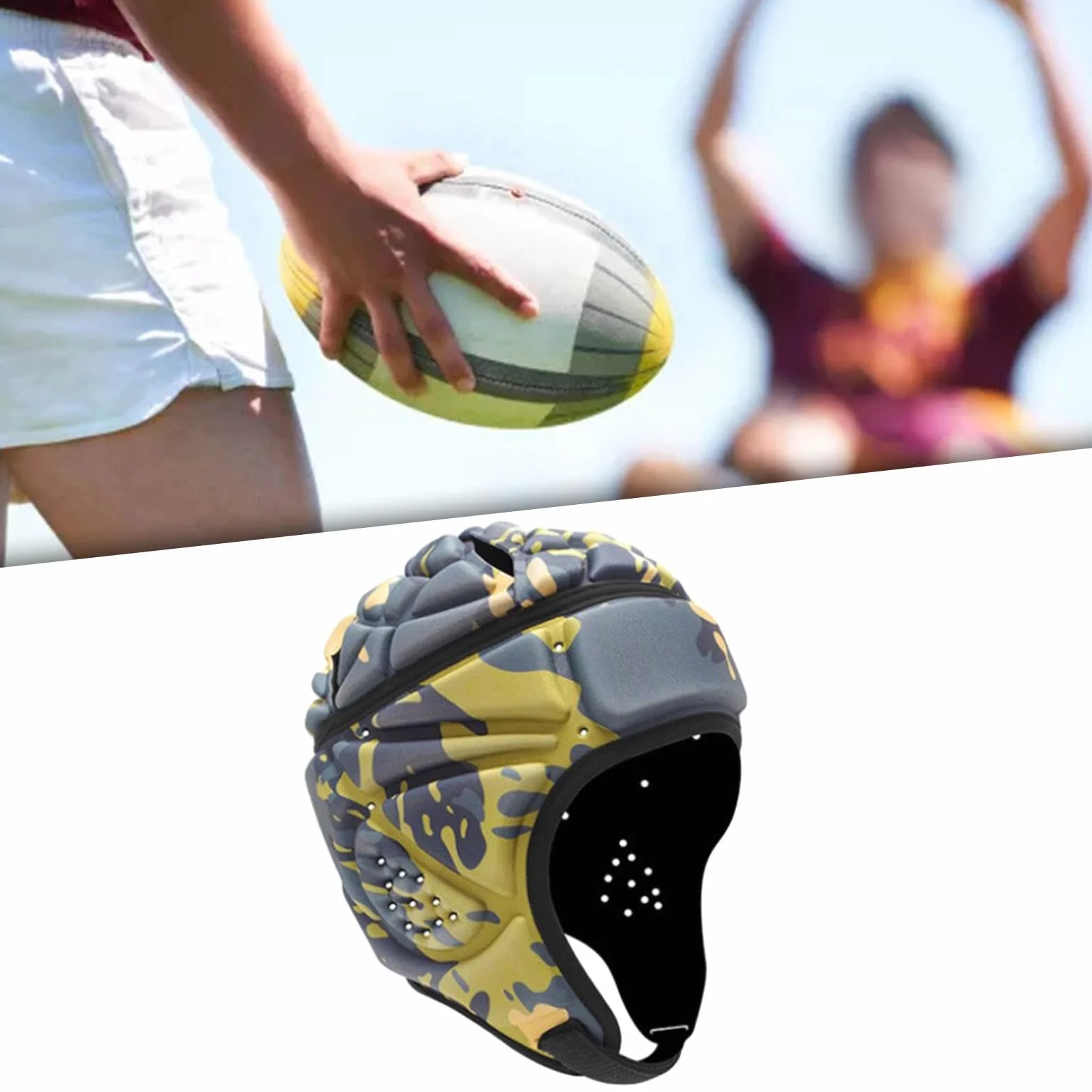 rockible Casque de Rugby, Casque de Football, pour Femmes et Hommes, protège-tête pour Drapeau de Football en Plein air