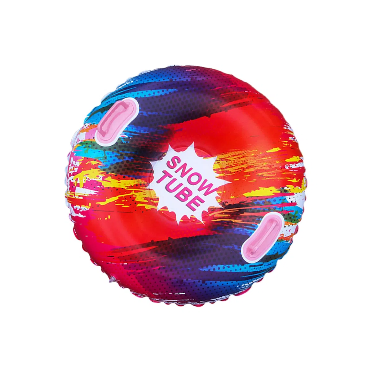 Luge gonflable avec poignées, tube de luge coloré, snowboard gonflable lumineux avec poignée, design anti-basculement, 85 x 85 cm, pour plusieurs personnes et plaisir de luge d'hiver