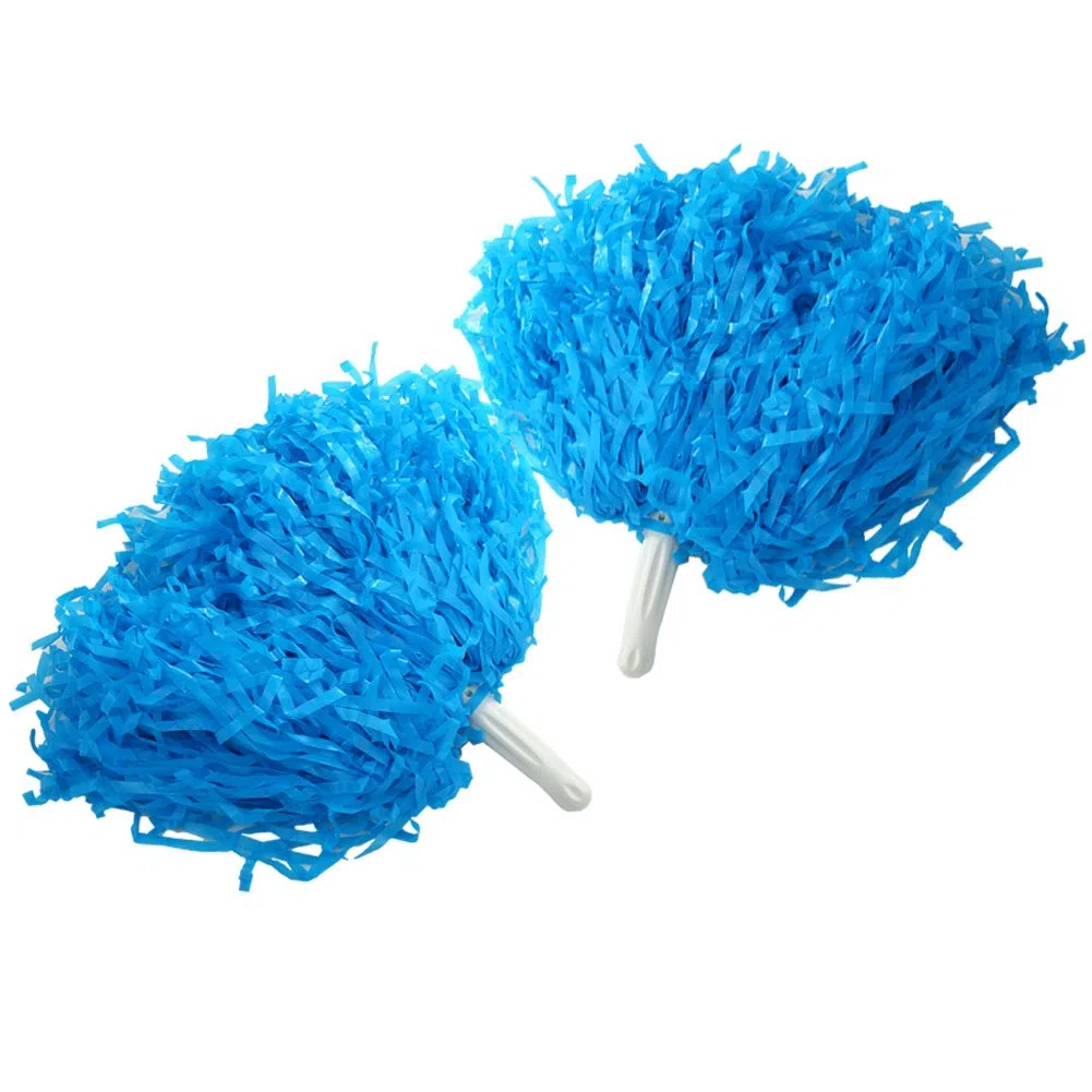 Pom Poms Cheerleading – Lot de 6 pompons durables avec élastique, parfaits pour sports, fêtes et spectacles de danse (bleu)
