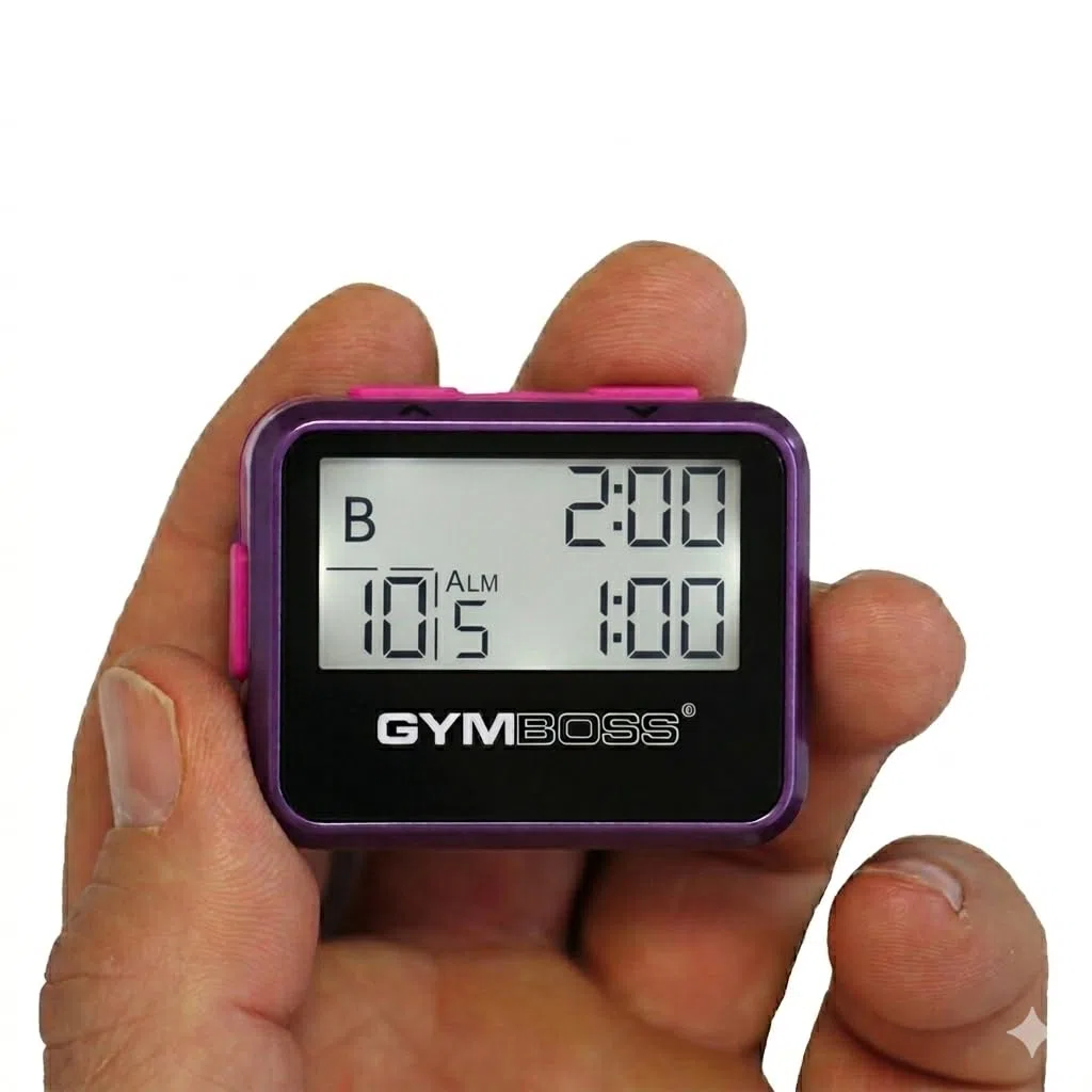 Gymboss Minuteur d’intervalle et chronomètre – Coque Brillant Violet/Rose