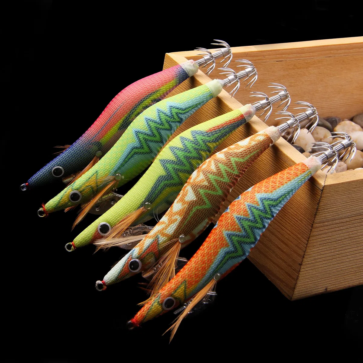 Lot de 5/10 Leurre Calamar de Pêche Turlutte Leurres Lumineux pour Pêche en Eau Salée Squid Jigs Leurre Peche Mer