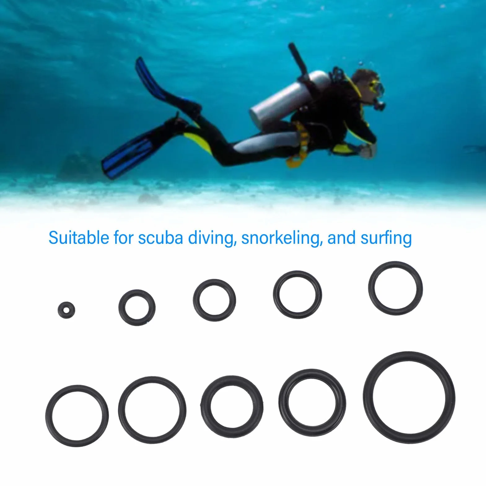 Tissting Kit de Joints Toriques de Plongée, 10 Tailles 50 pièces Full Set de Joints Toriques pour la Plongée, le Snorkeling et le Surf